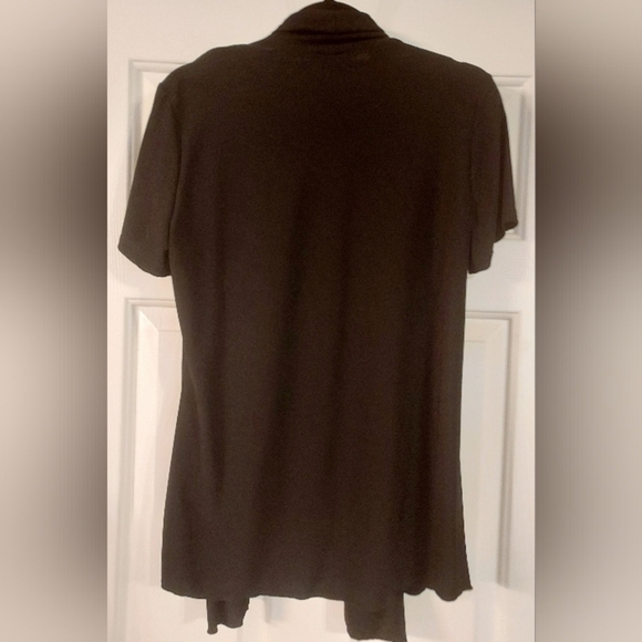 Perseption Concept Black And White Layered Top Blouse Stretch Size L - Picture 2 of 3